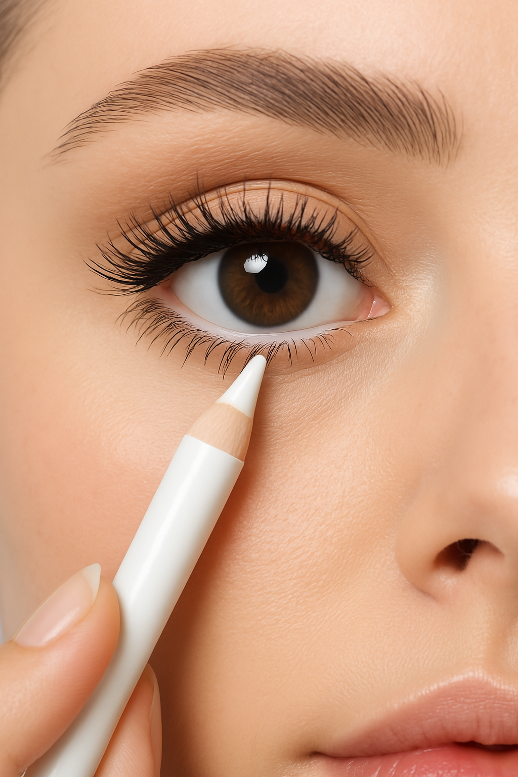 White or Nude Eyeliner on Waterline